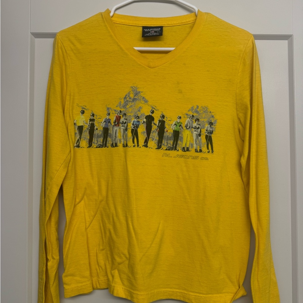 Vintage Polo Ralph Lauren Yellow Long Sleeve Graphic Tee